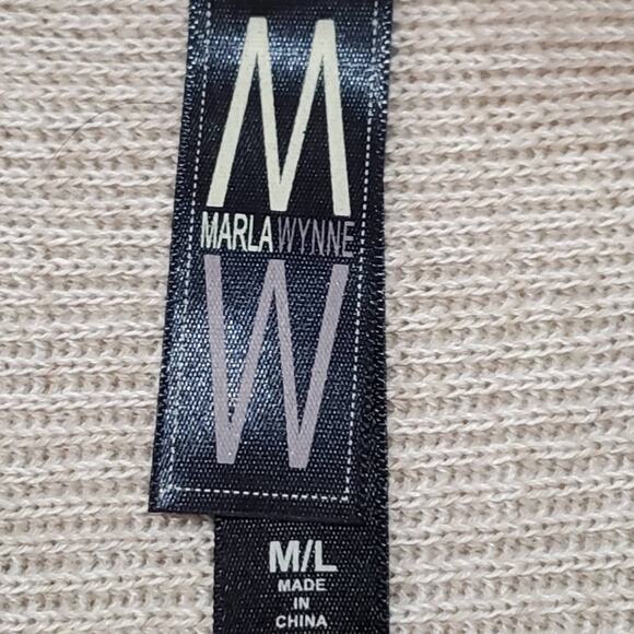 Marla Wynne Beige Cardigan Dolman Sleeve Sweater M/L - Picture 6 of 8